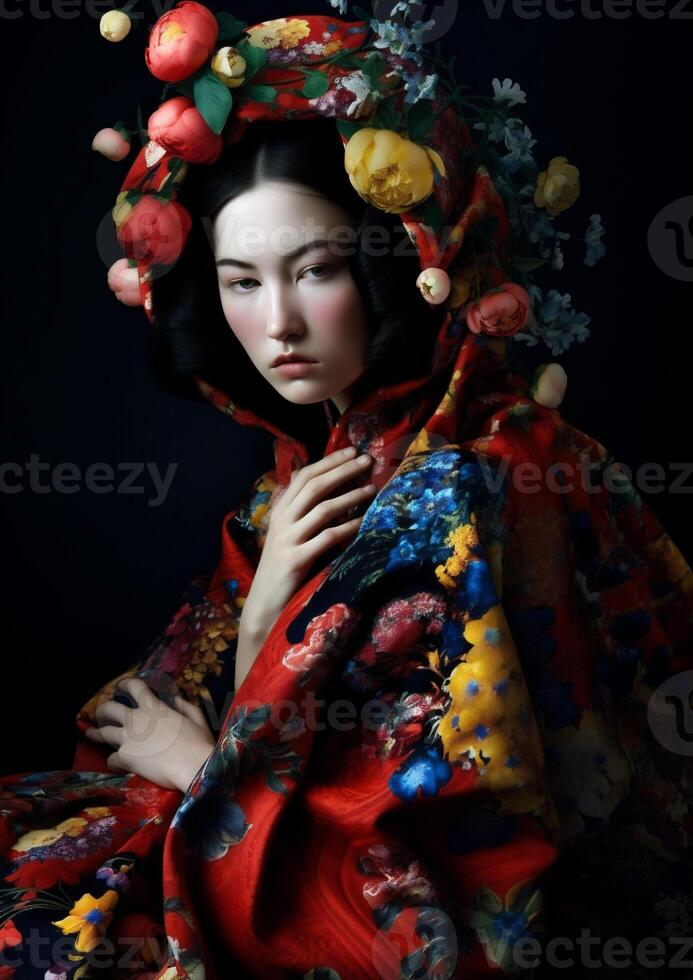 woman geisha, modern Japanese style photo