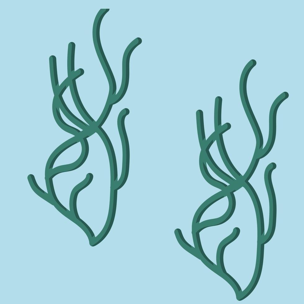 Algae in cartoon style. Seamless pattern. Vector illustration.