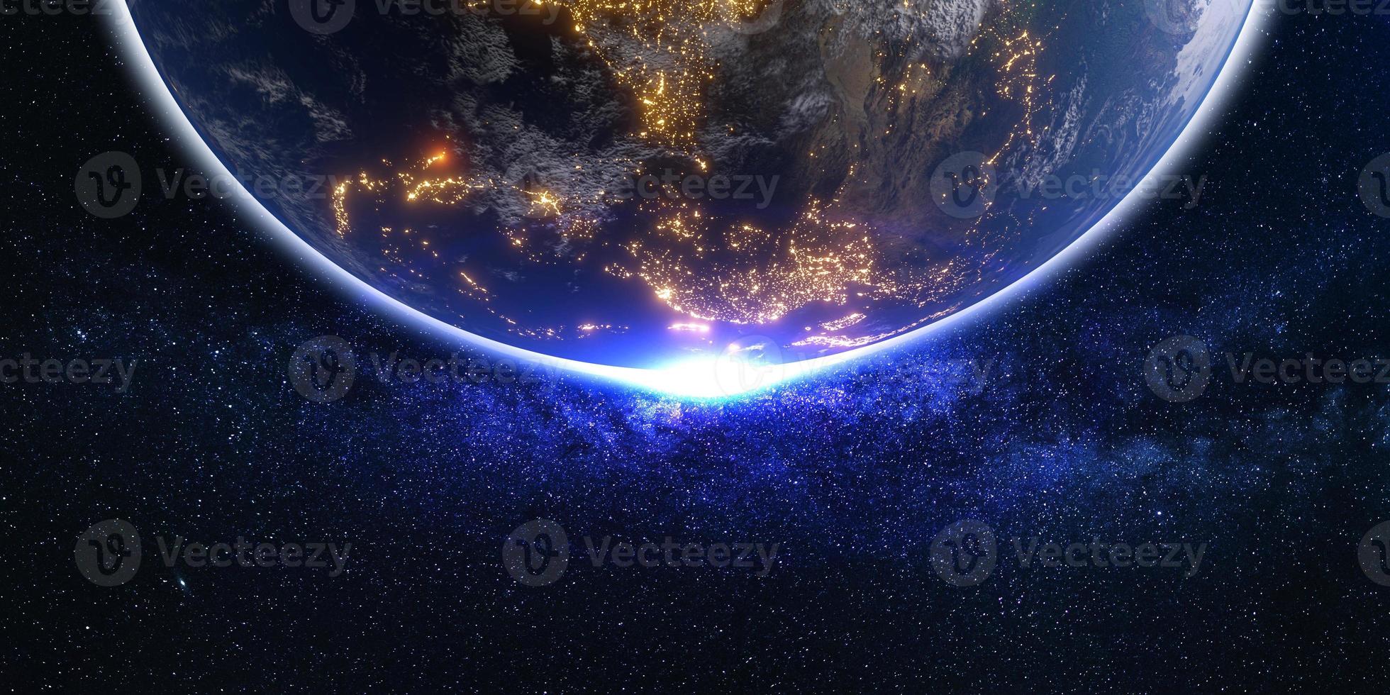 globe earth horizon star cosmos glow space 3d illustration photo