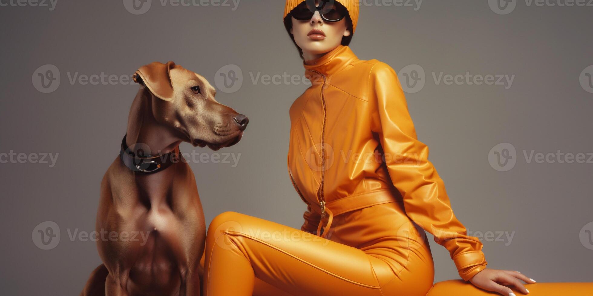 woman with dog photo