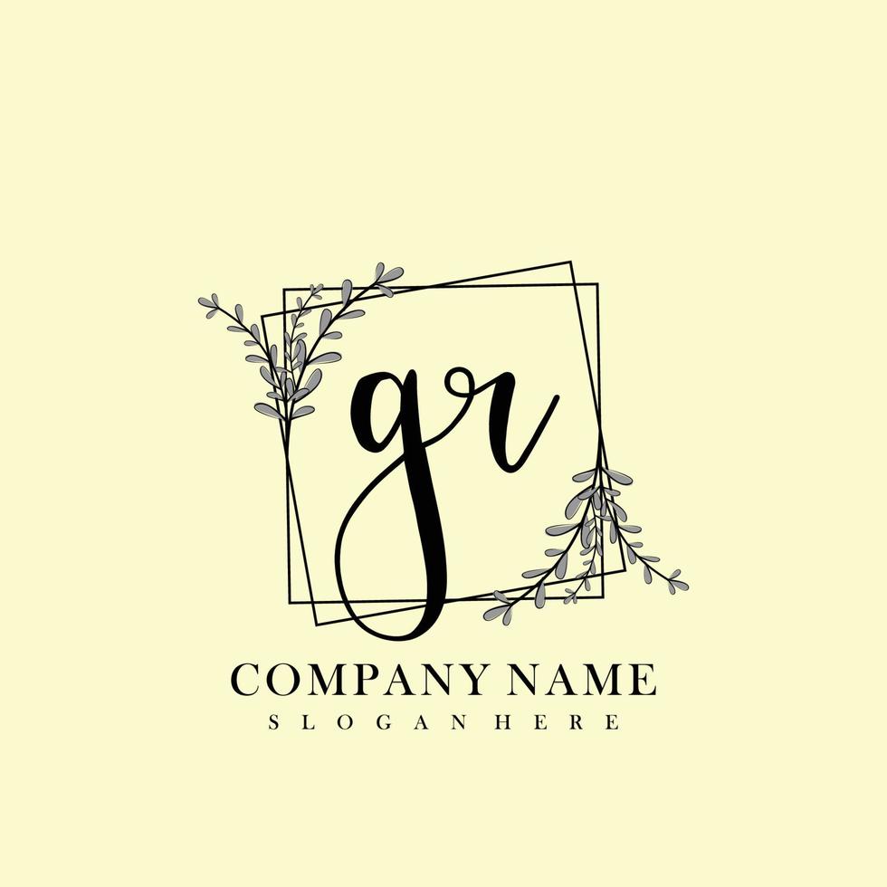 GR Initial beauty floral logo template vector