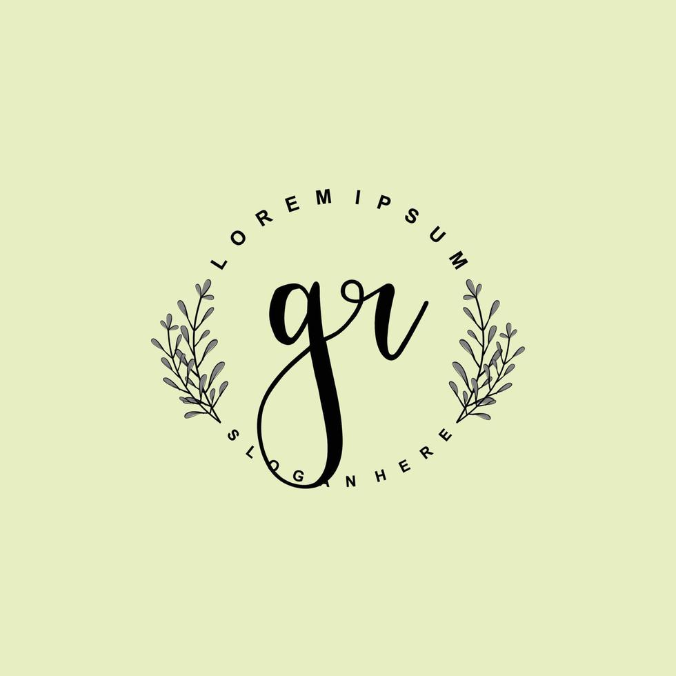 GR Initial beauty floral logo template vector