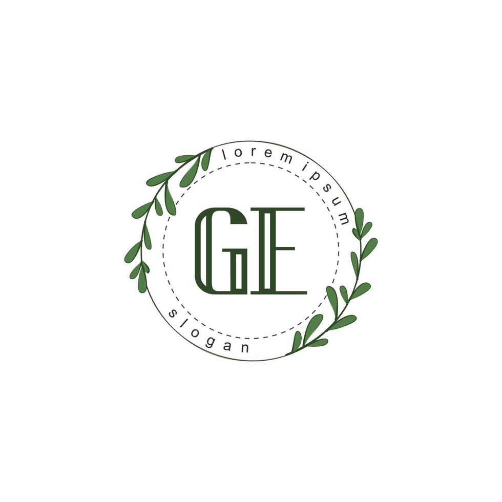 GE Initial beauty floral logo template vector