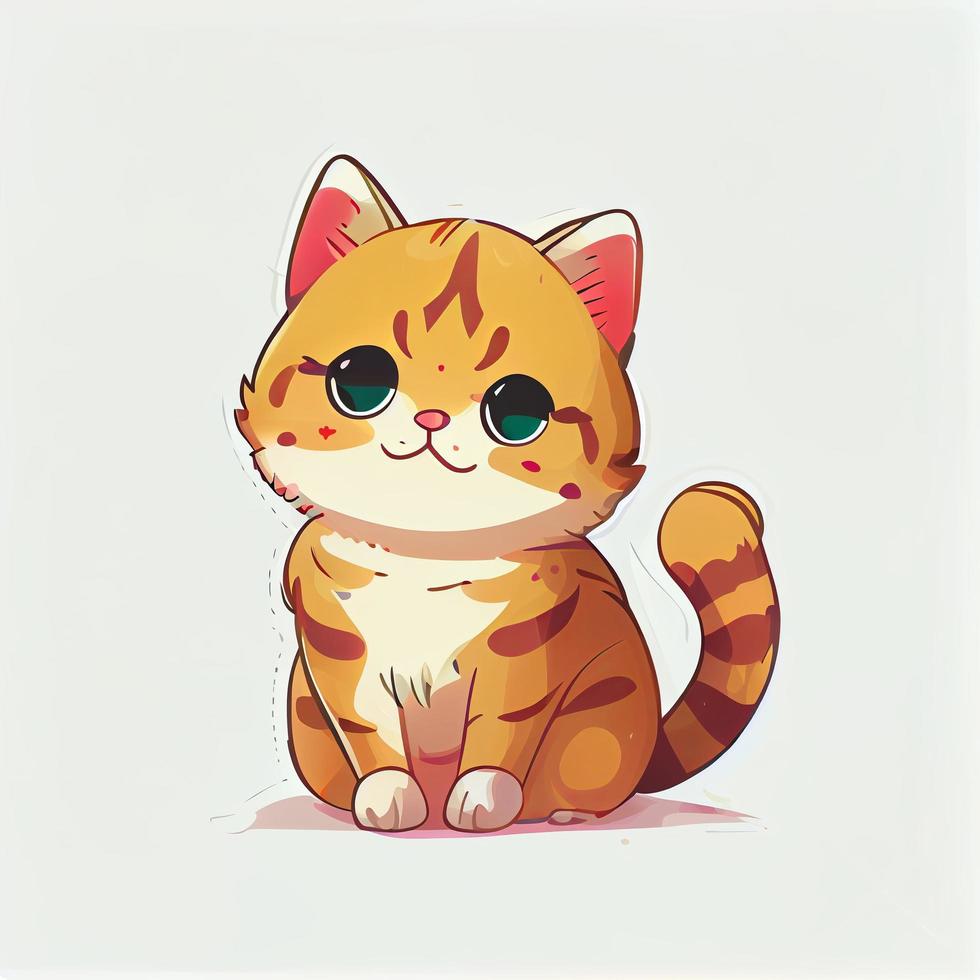 Cute Cat Kitty Animal Character Epitome Avatar Mascot Portrait photo