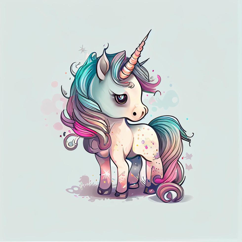 Cute Unicorn Horse Animal Character Epitome Avatar Mascot Portrait photo