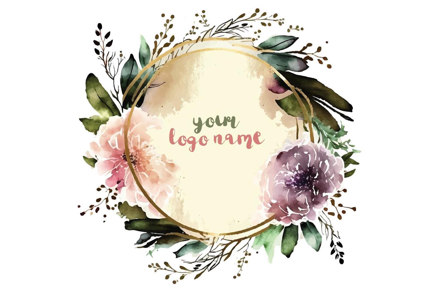 Watercolor Floral Logo, Round Floral Logo, modern Watercolor Logo, Logo Design, Calligraphy Logo, Floral Logo, Flower Logo vector