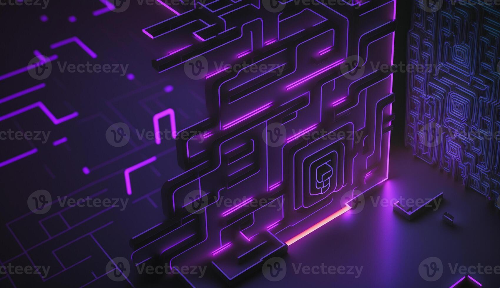 cyber circuit futuristic neon background,motif maze techno wallpaper landscape , photo