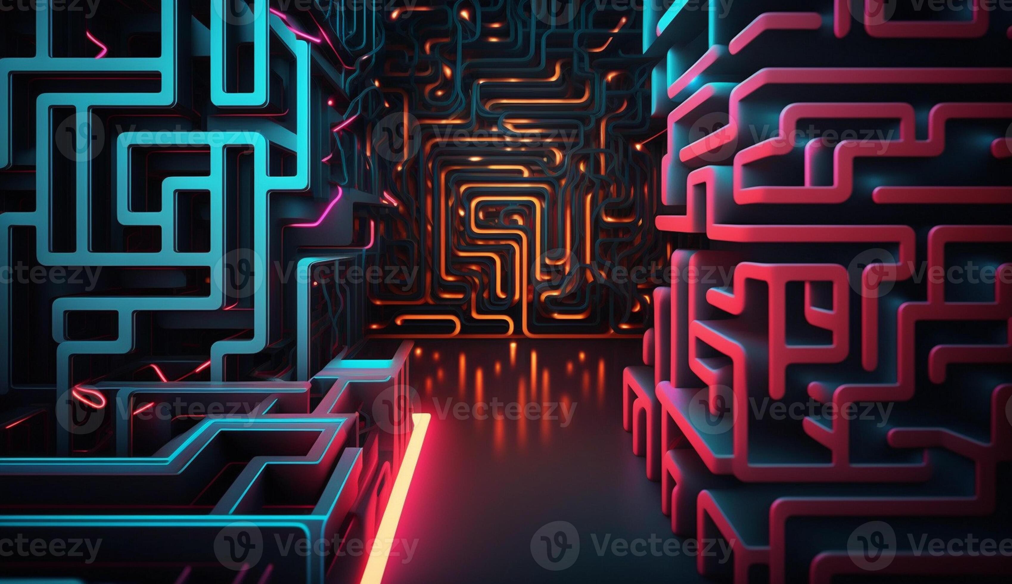 cyber circuit futuristic neon background,motif maze techno wallpaper