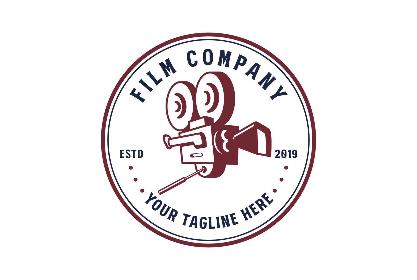 Vintage Retro Video Camera Badge Emblem Label for Cinema Movie Production Logo Design Vector