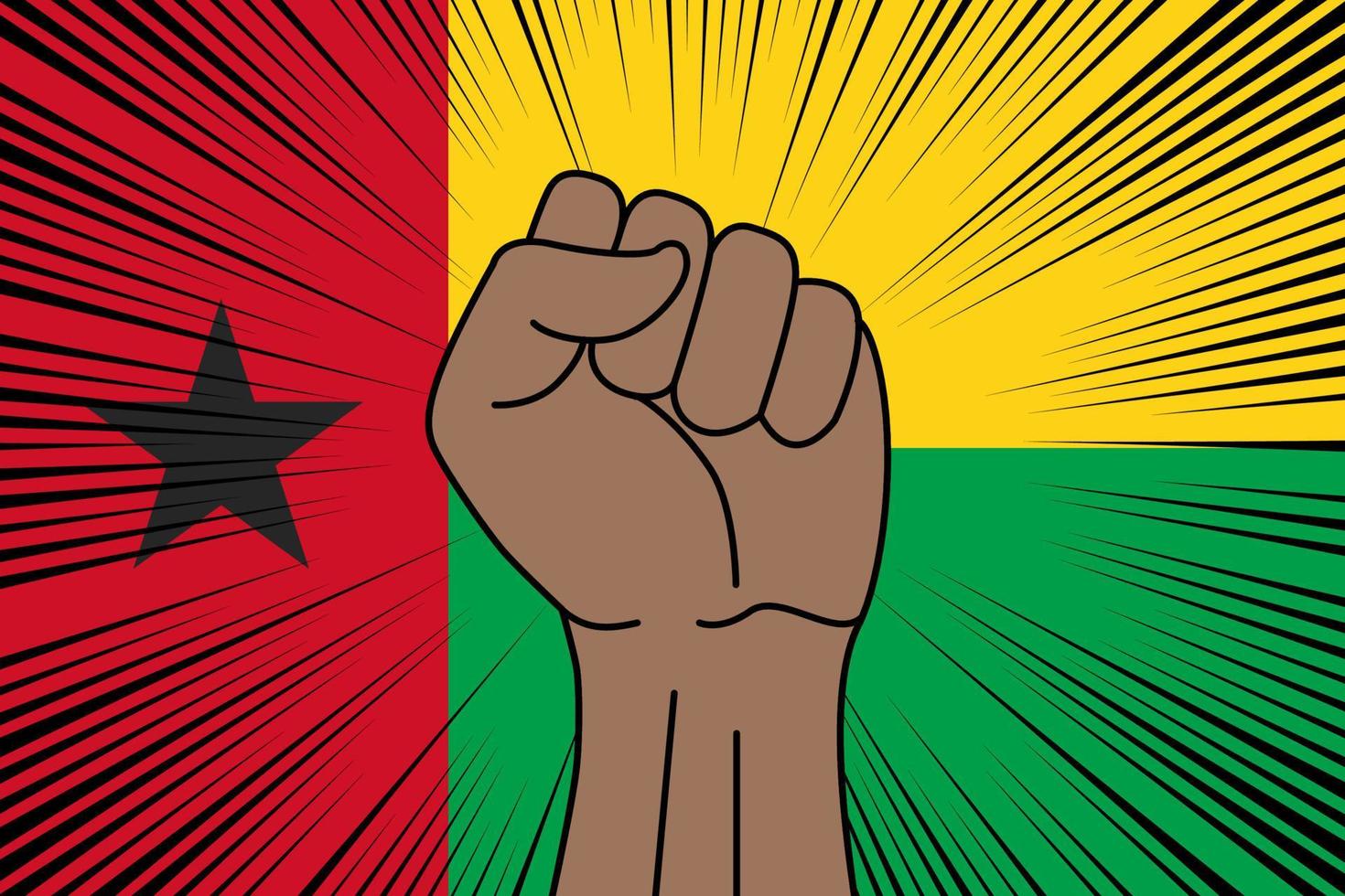 Human fist clenched symbol on flag of Guinea-Bissau vector