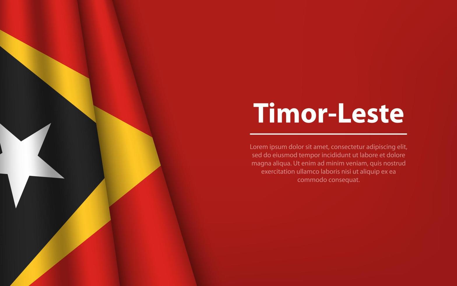 ola bandera de Timor-leste con copyspace antecedentes. vector