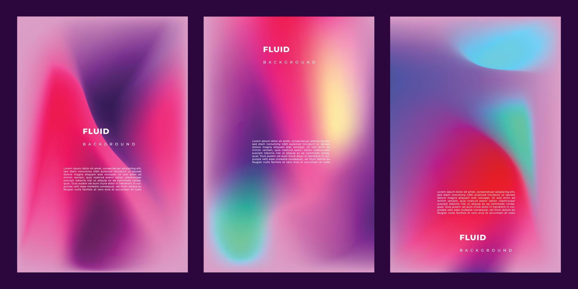 Colorful fluid mesh gradient poster design set copy space vector