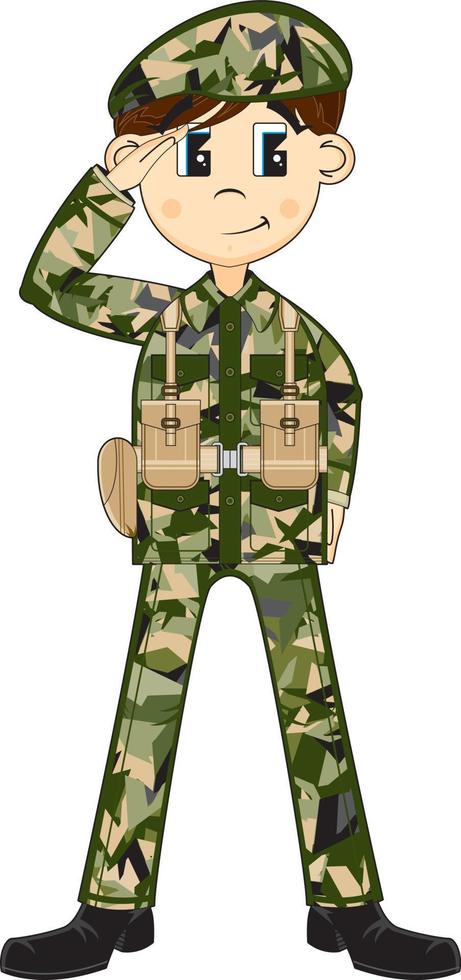 Cartoon Saluting Army Soldier Military History Illustration vector