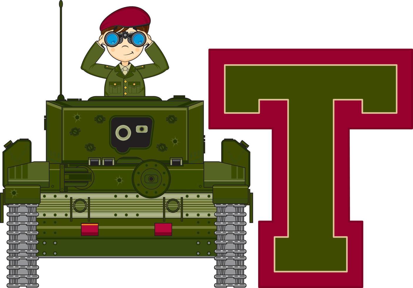 t es para tanque alfabeto aprendizaje militar historia educativo ilustración vector