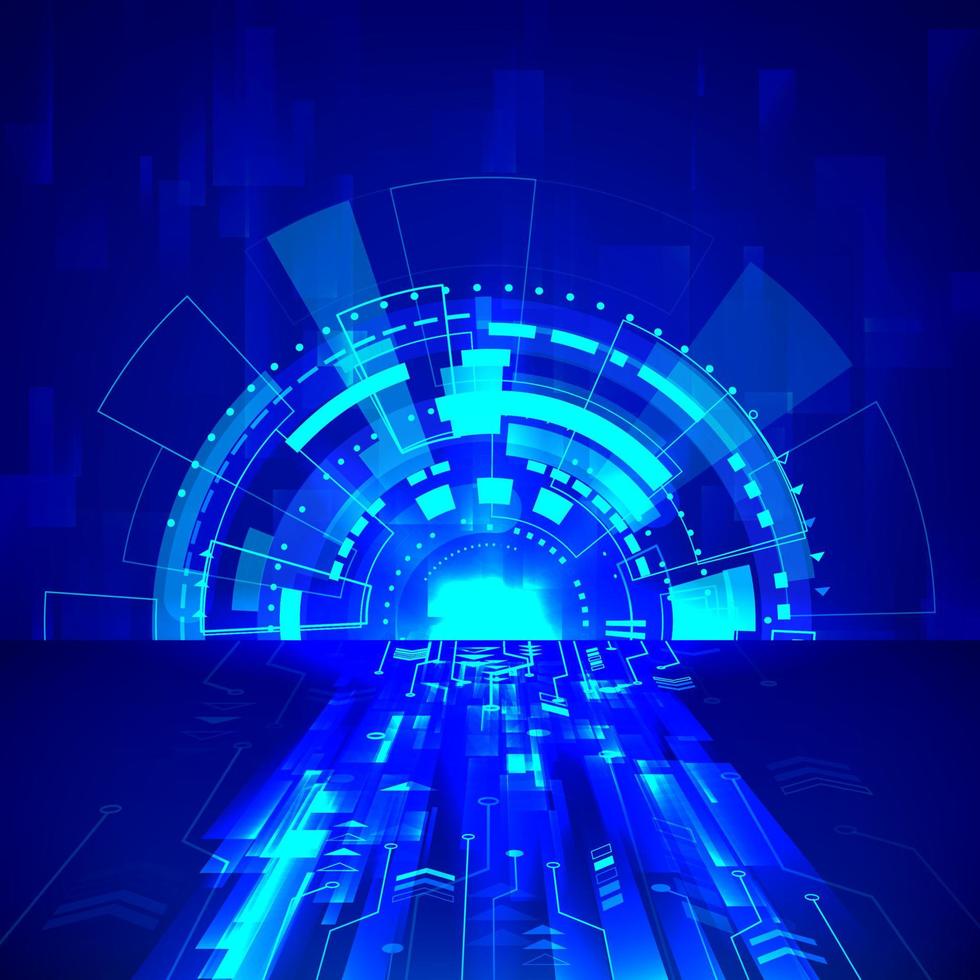 Abstract sci-fi technology background. Futuristic cyber system in blue colors. Vector illustration