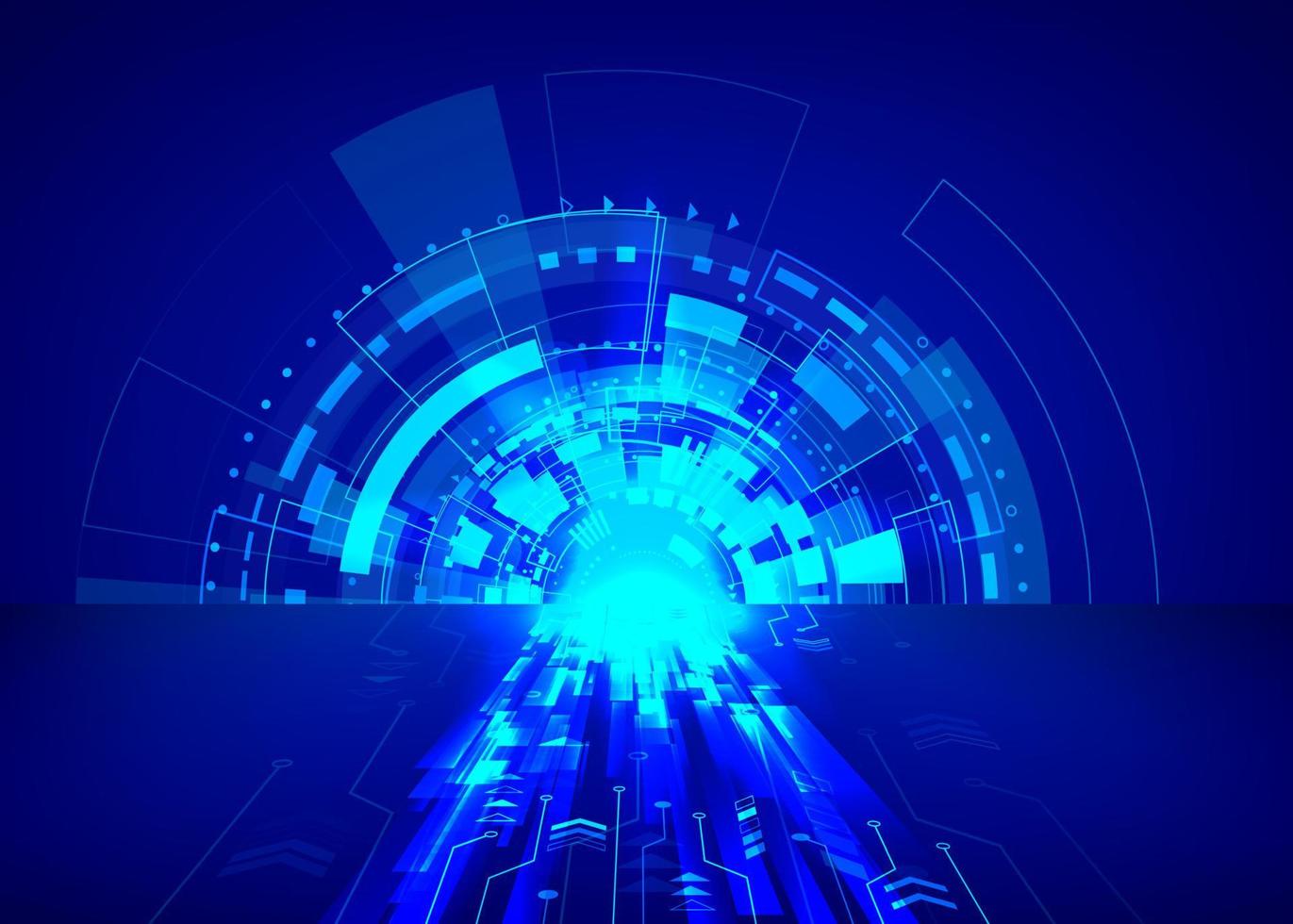 Abstract sci-fi technology background. Futuristic cyber system in blue colors. Business technology wallpaper. Vector illustration