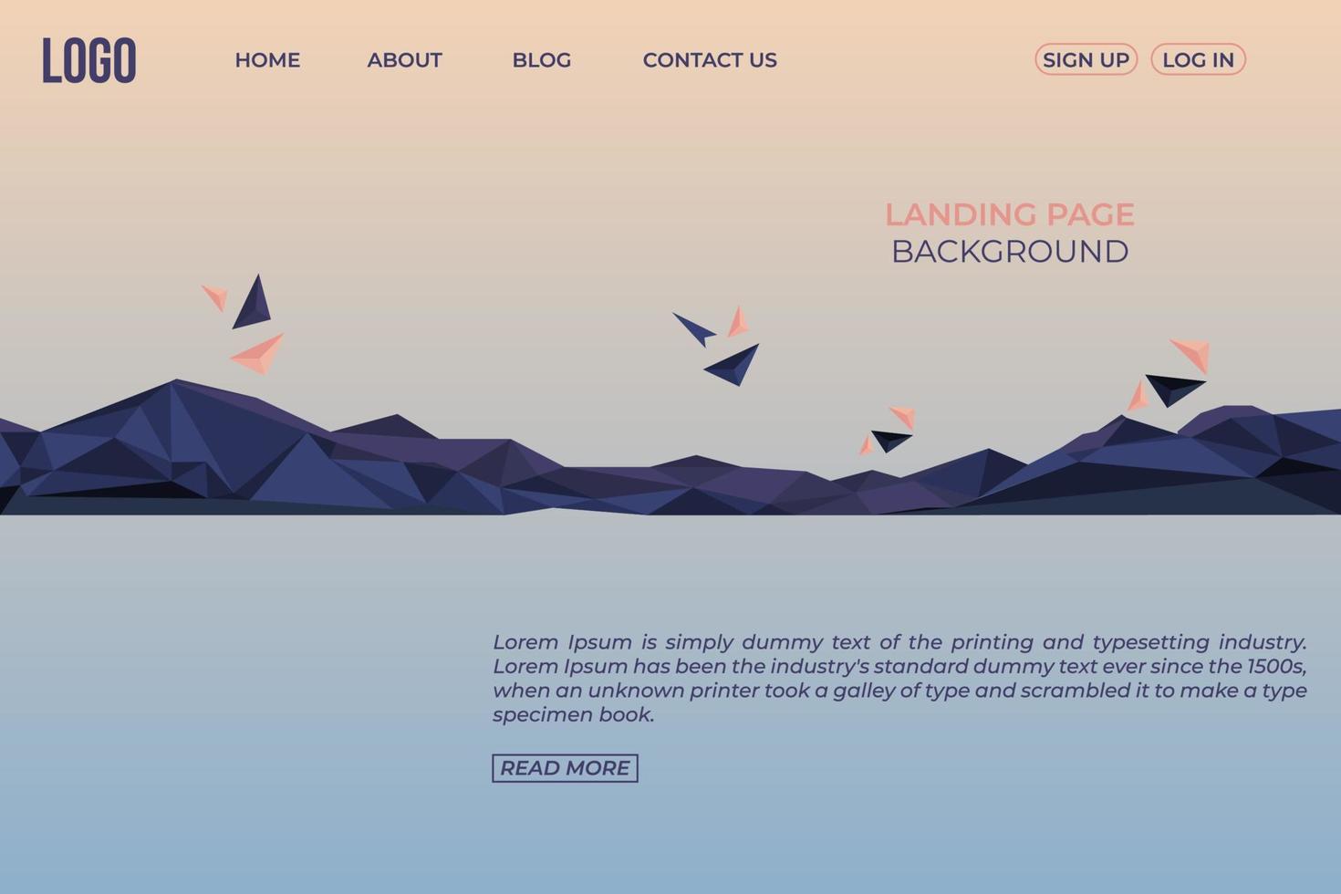Low poly landing page website background template vector