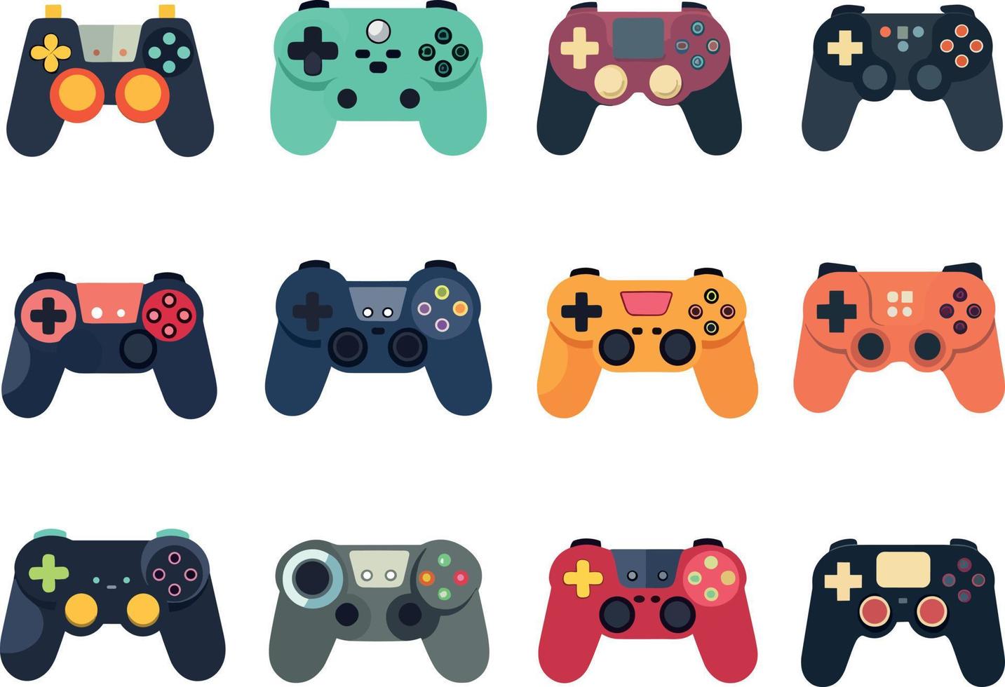 Gamepads icons set in flat style. Game controllers vector illustration.