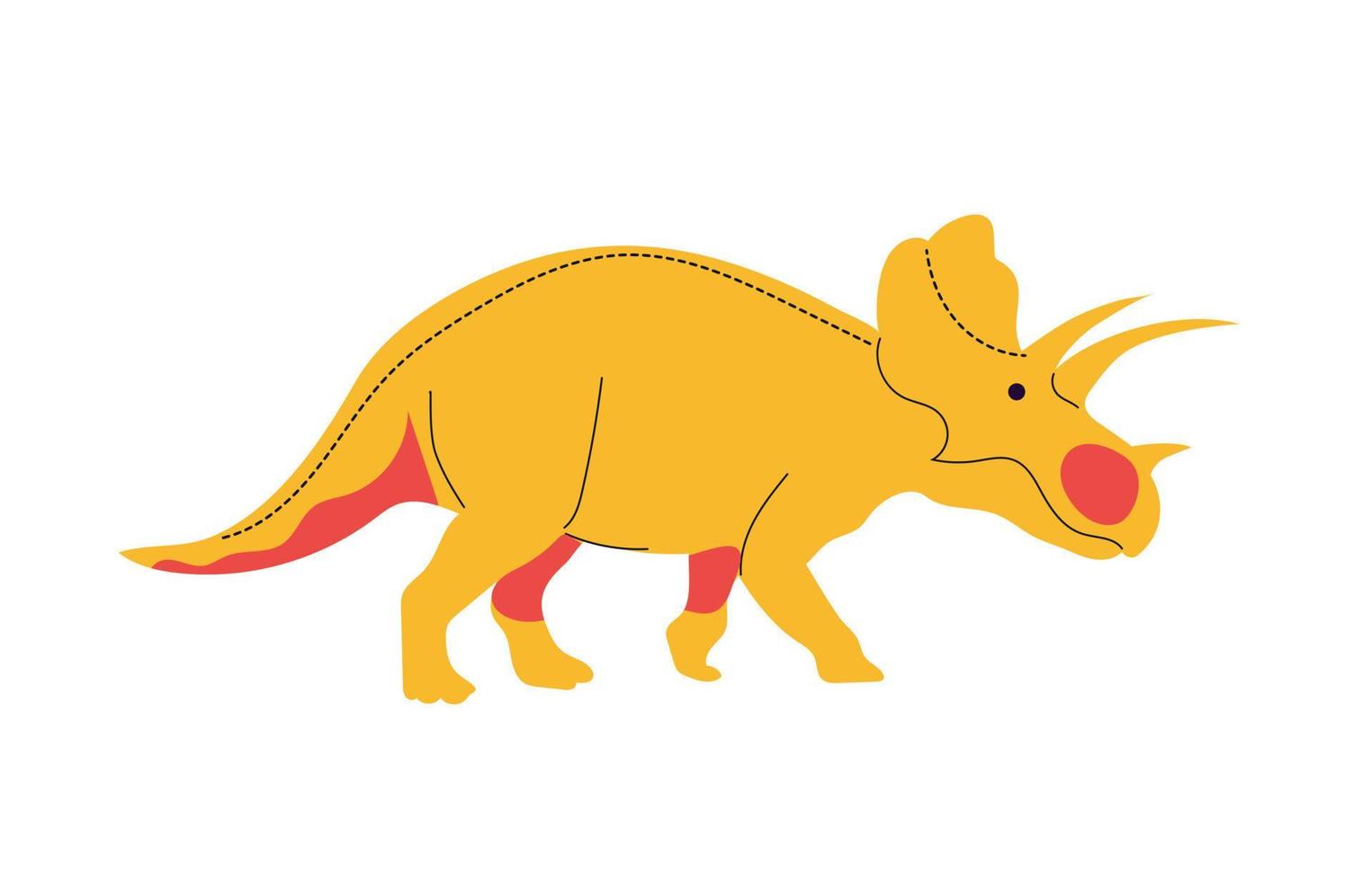 Triceratops vector illustration isolated on white background. Dinosaurs of the Jurassic period.