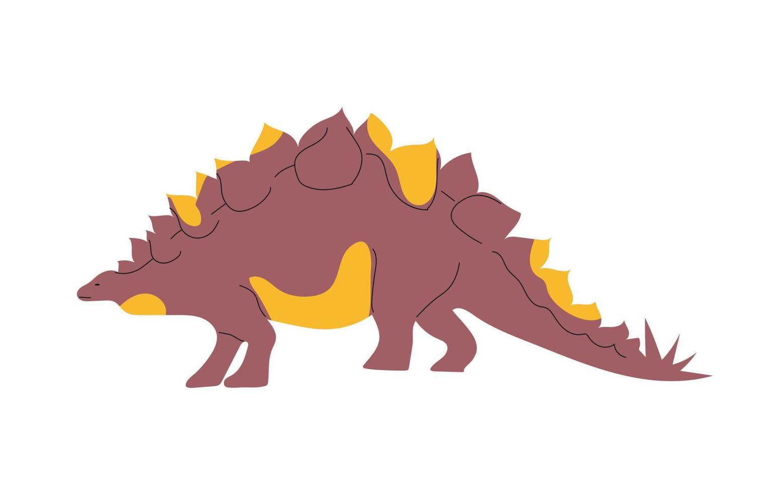 Stegosaurus vector illustration isolated on white background. Dinosaurs of the Jurassic period.