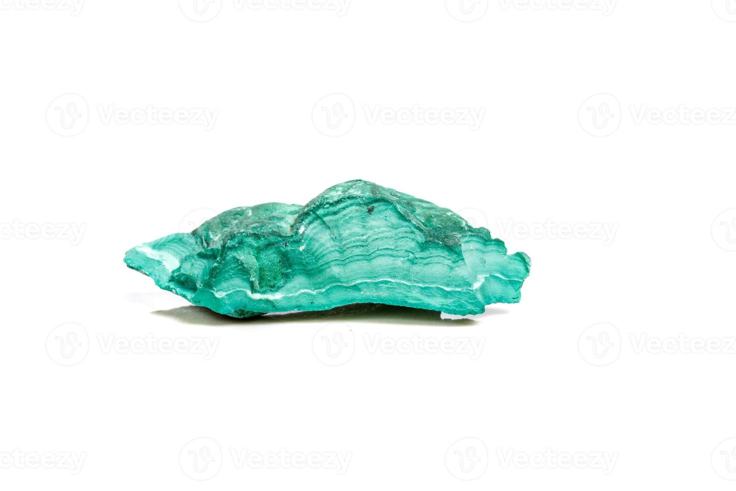 Macro mineral stone Malachite in the rock on a white background photo
