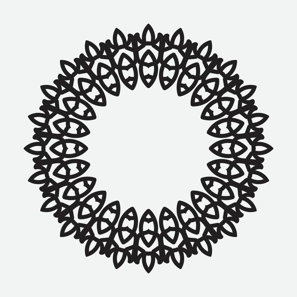floral round frame with black color on white background vector
