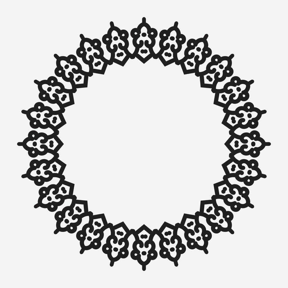 floral round frame with black color on white background vector