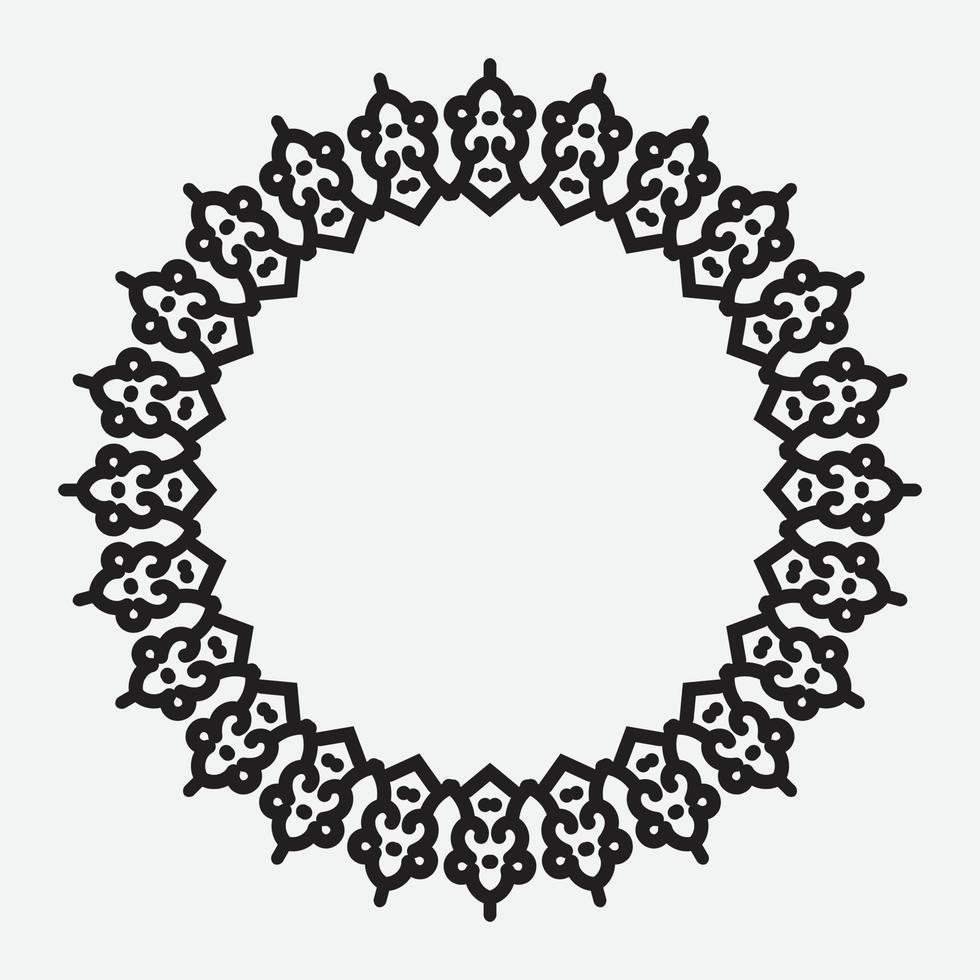 floral round frame with black color on white background vector