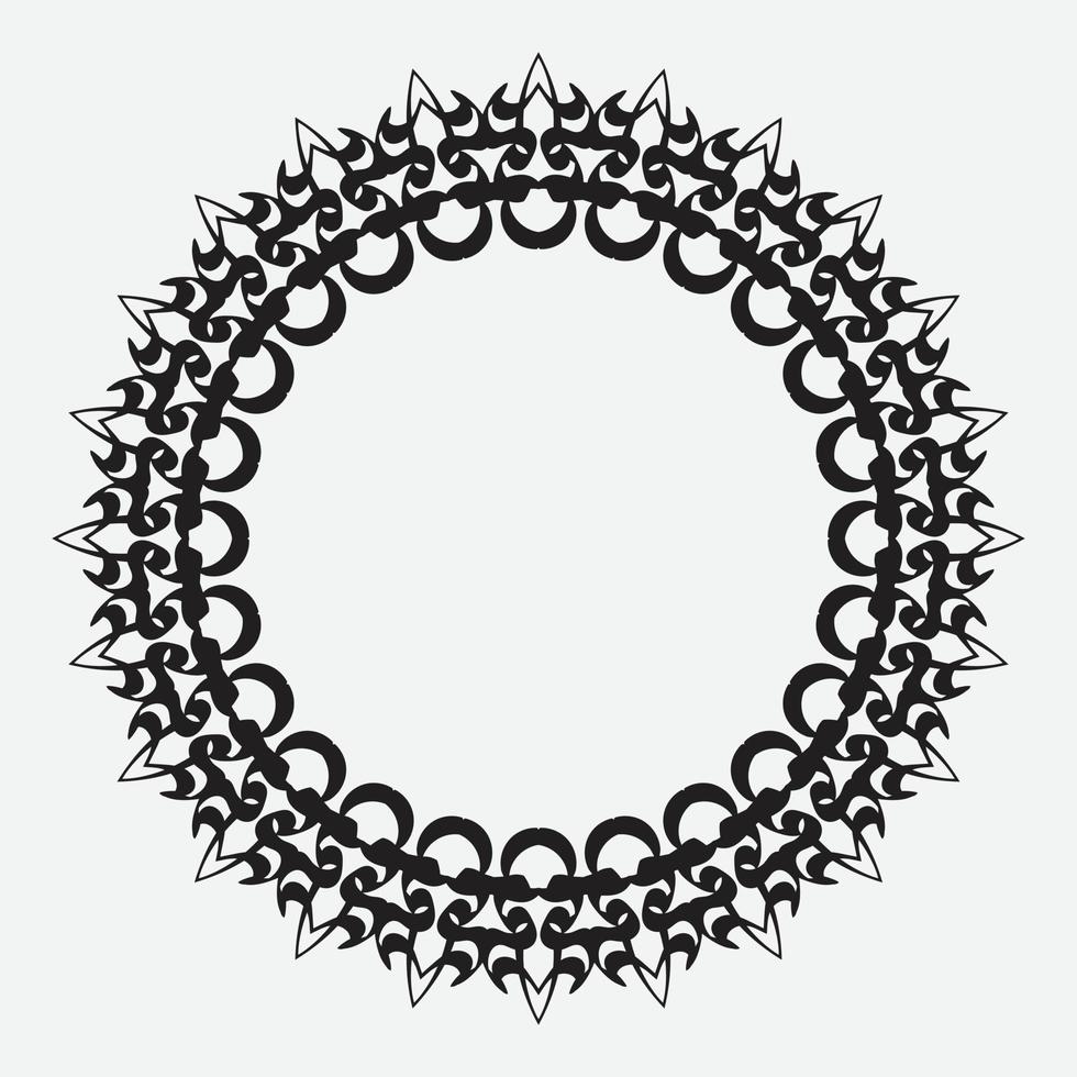 floral round frame with black color on white background vector