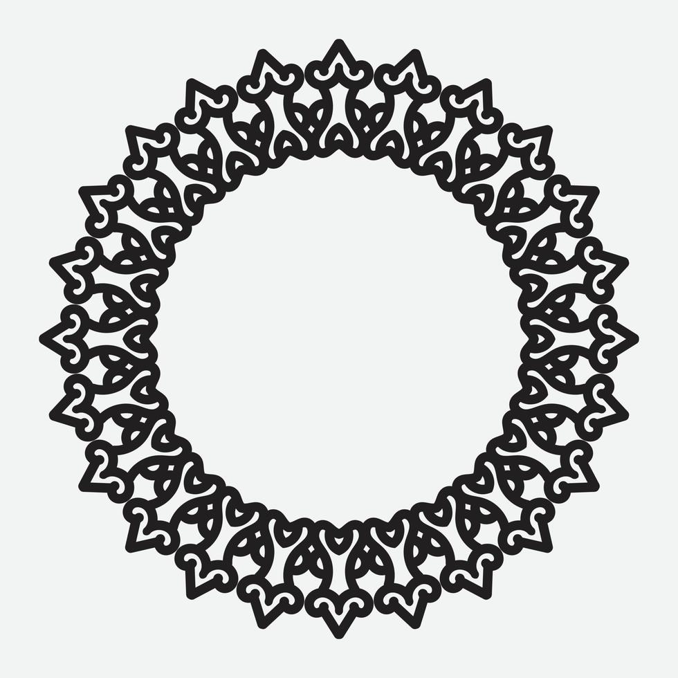 floral round frame with black color on white background vector