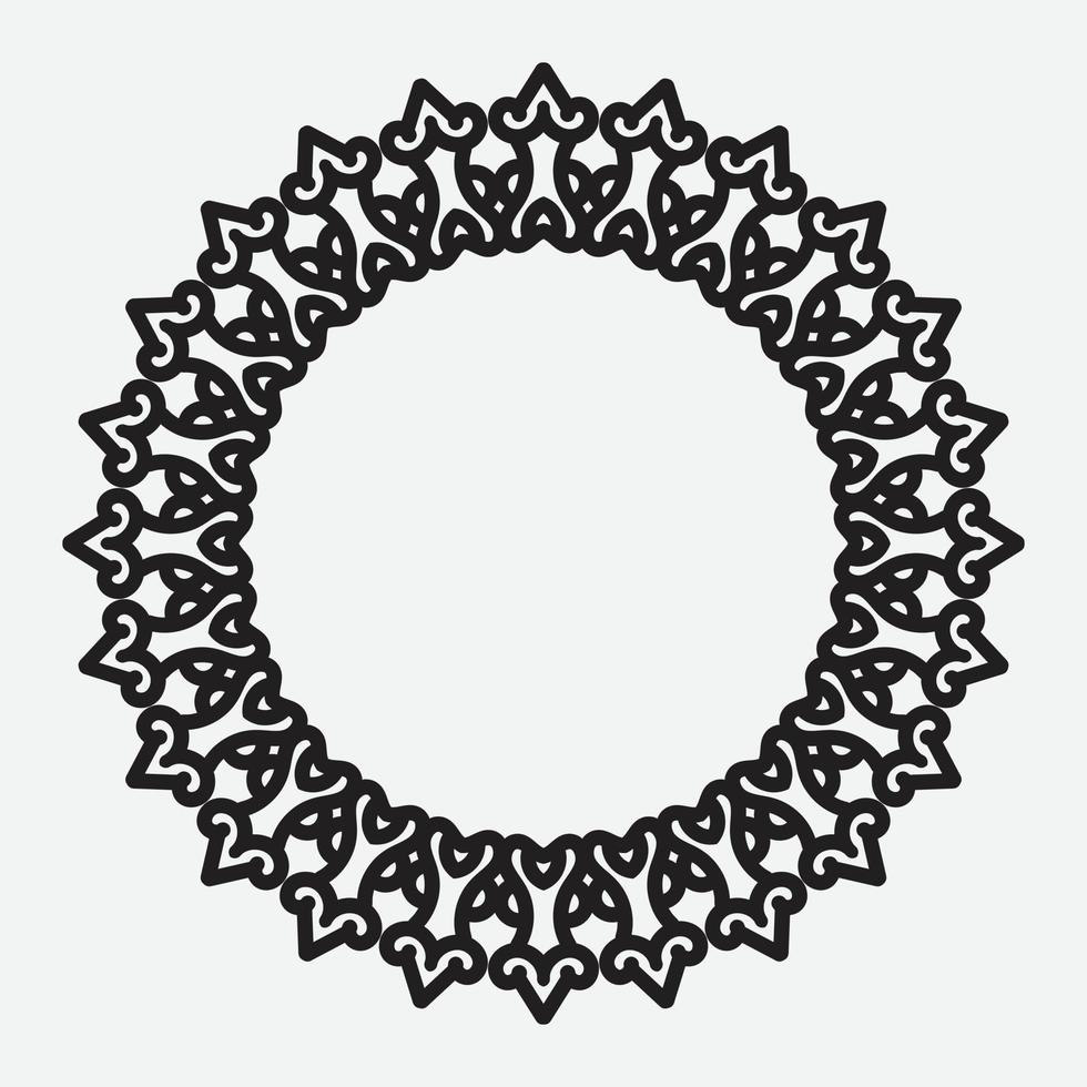 floral round frame with black color on white background vector