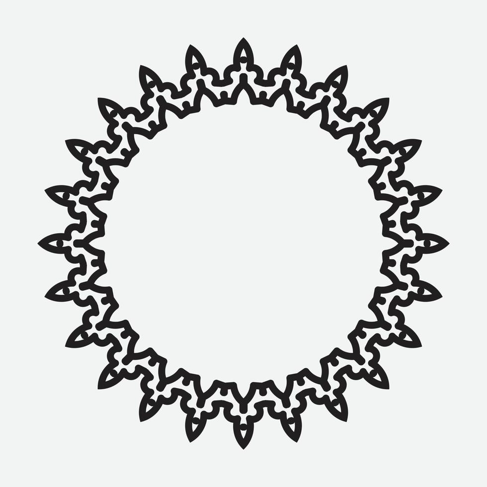 floral round frame with black color on white background vector