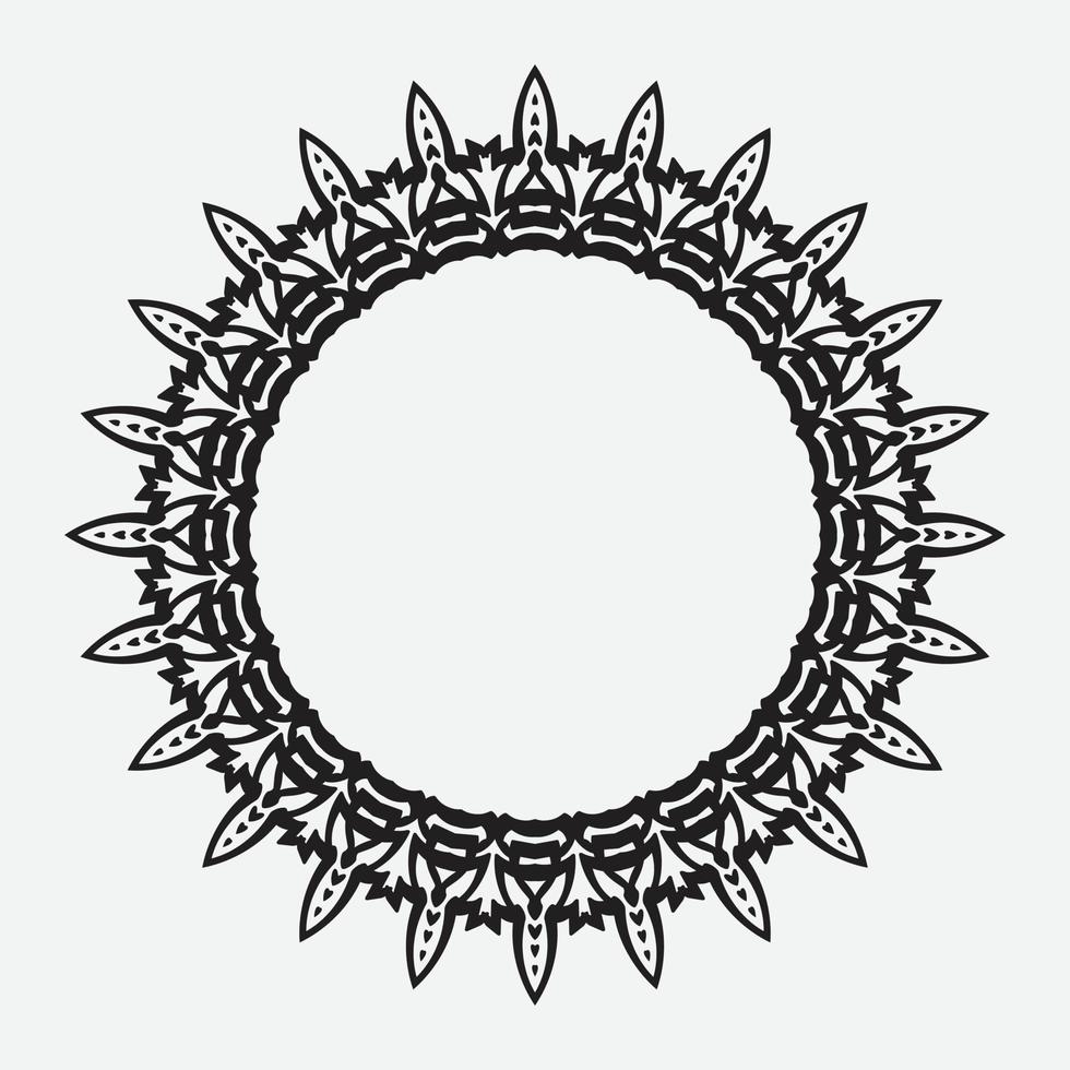 floral round frame with black color on white background vector