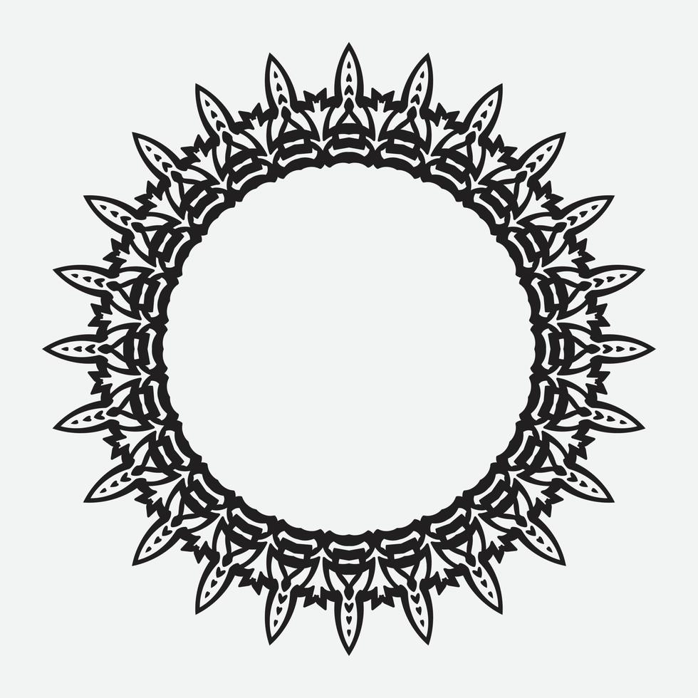 floral round frame with black color on white background vector