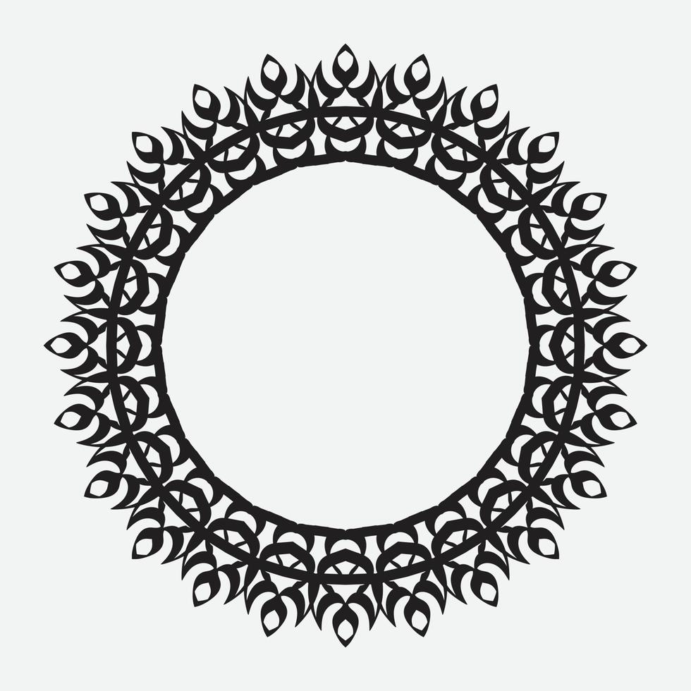 floral round frame with black color on white background vector