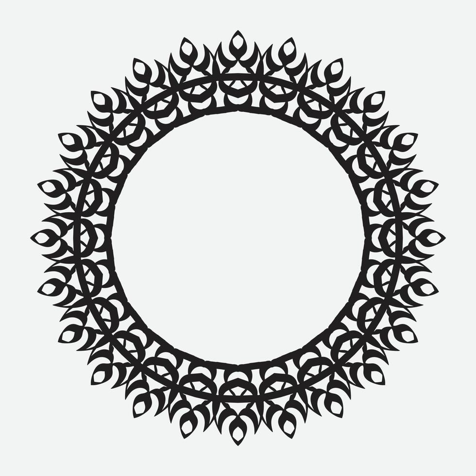 floral round frame with black color on white background vector