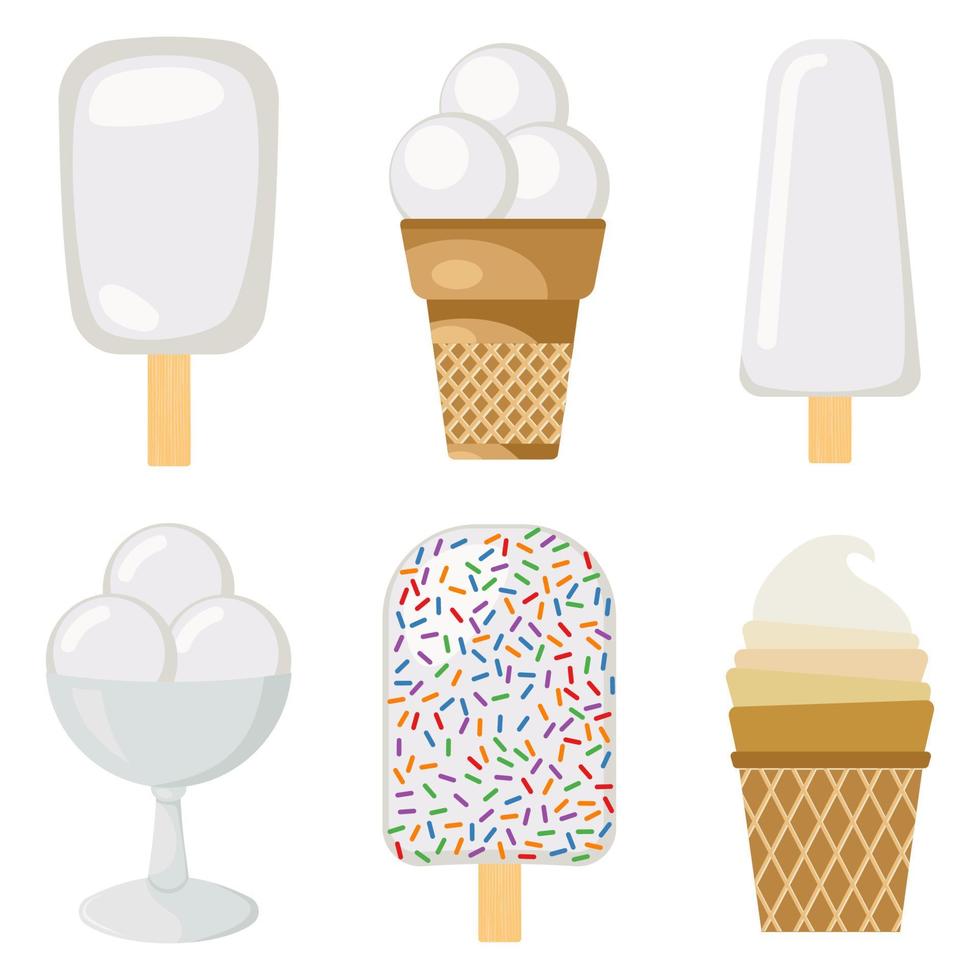 Set of vector illustration of creamy ice cream.