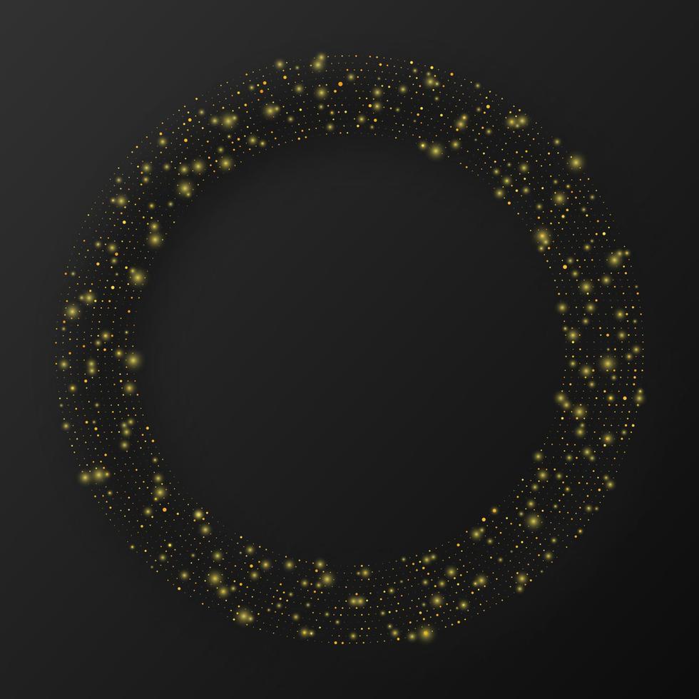 fondo punteado de semitono brillante de oro abstracto. patrón de brillo dorado en forma de círculo. círculo de puntos de semitono. ilustración vectorial vector