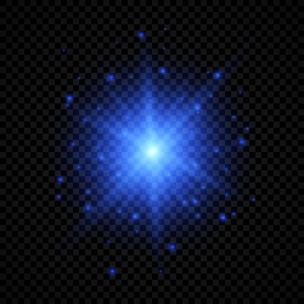 Light effect of lens flares. Blue glowing lights starburst effects with sparkles vector