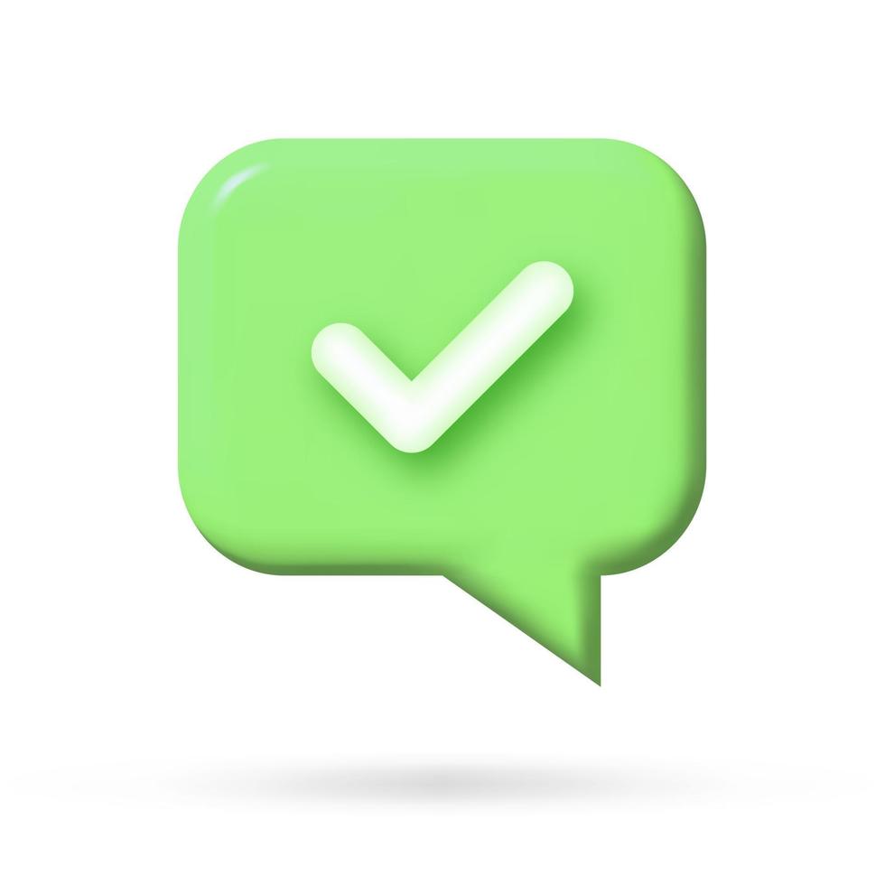 Check mark confirmation and approval icon. Vector 3d illustration.