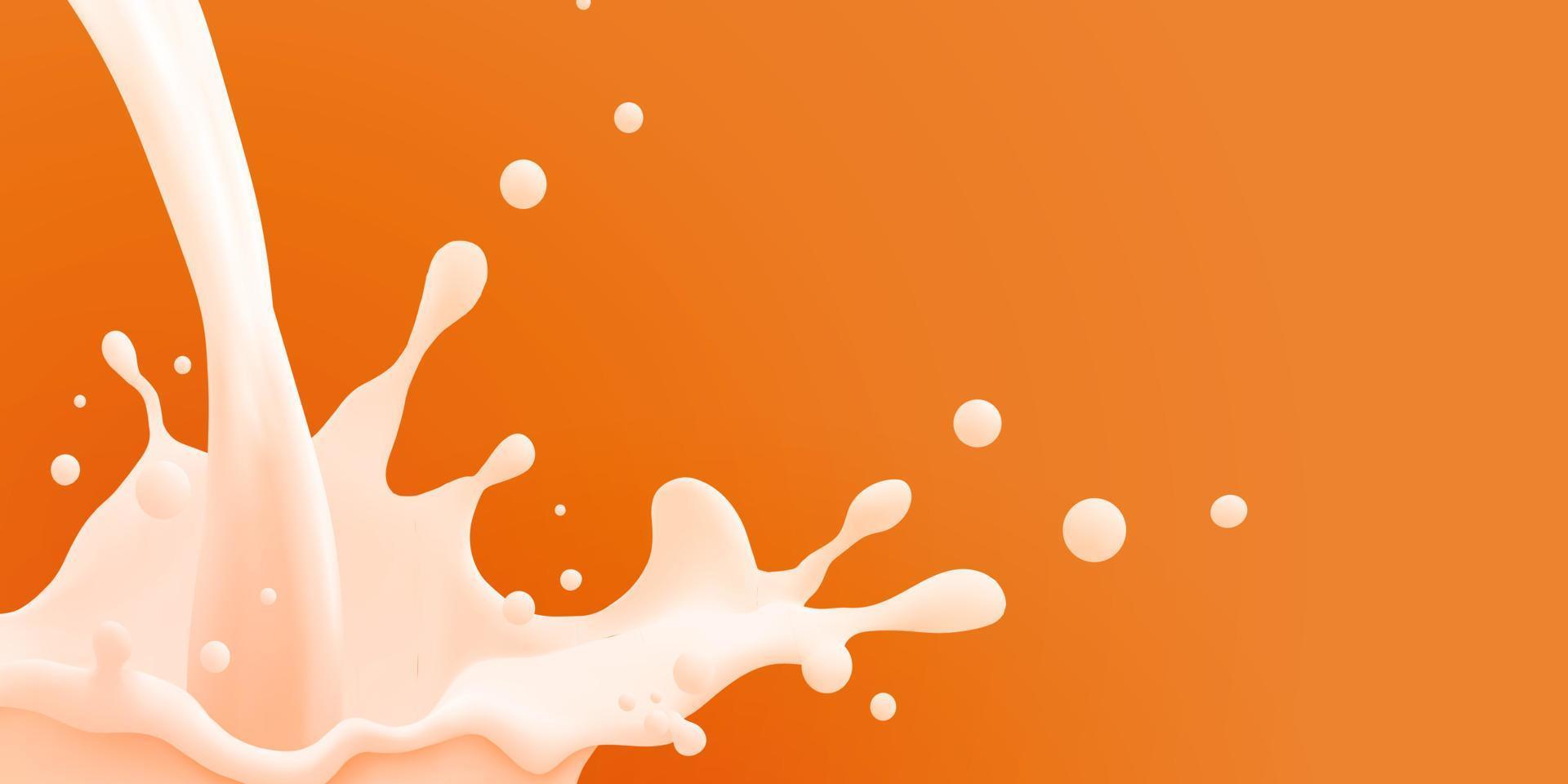 fondo de chorro de leche, salpicadura lechosa, salpicadura blanca líquida vectorial realista sobre fondo aislado. ilustración 3d vector