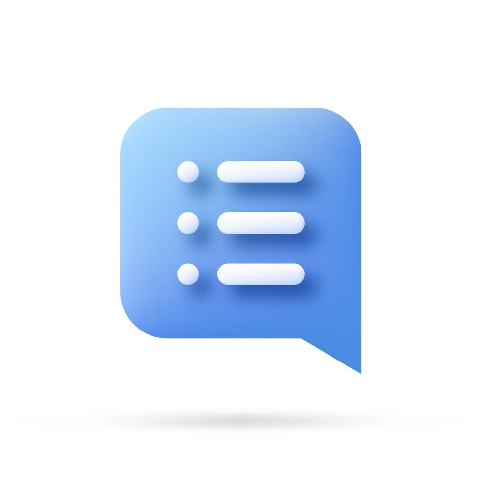 speech bubble 3d icon, Vector illustration, communication dialog bubble.