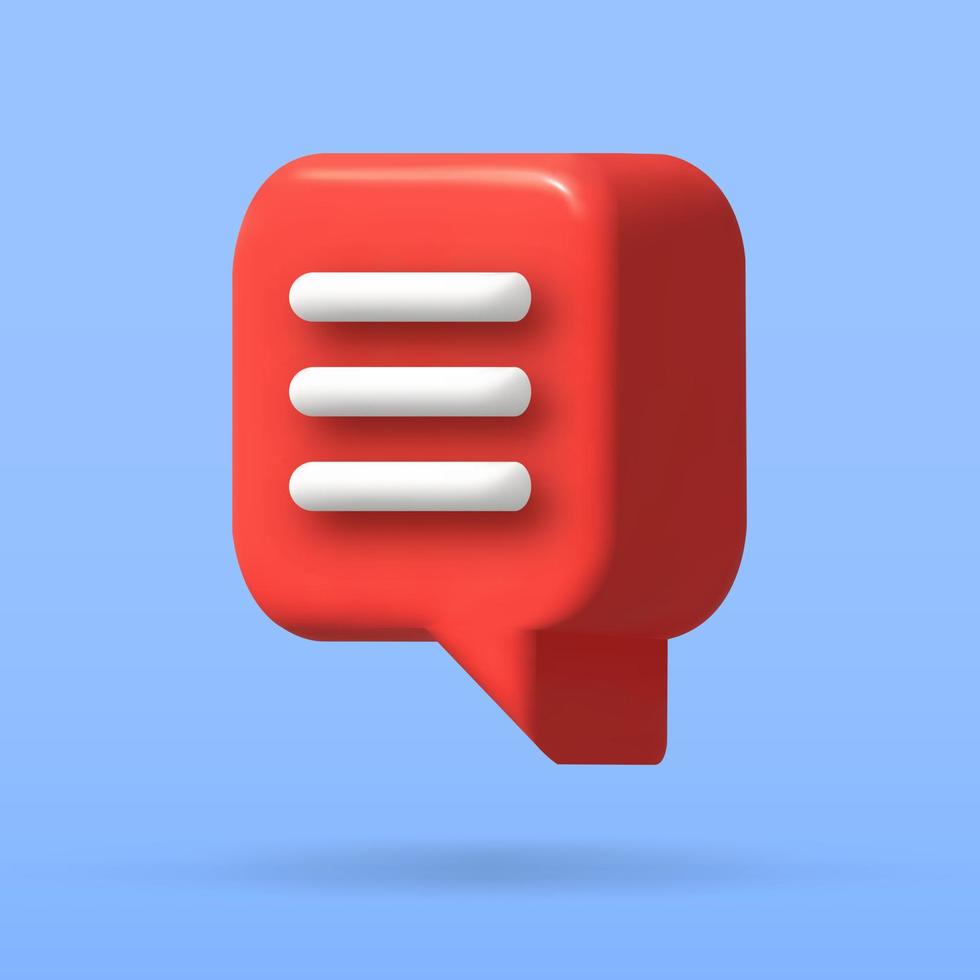 speech bubble 3d icon, Vector illustration, communication dialog bubble.