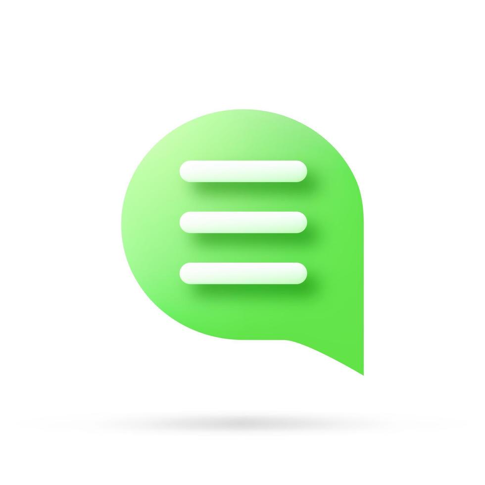 speech bubble 3d icon, Vector illustration, communication dialog bubble.