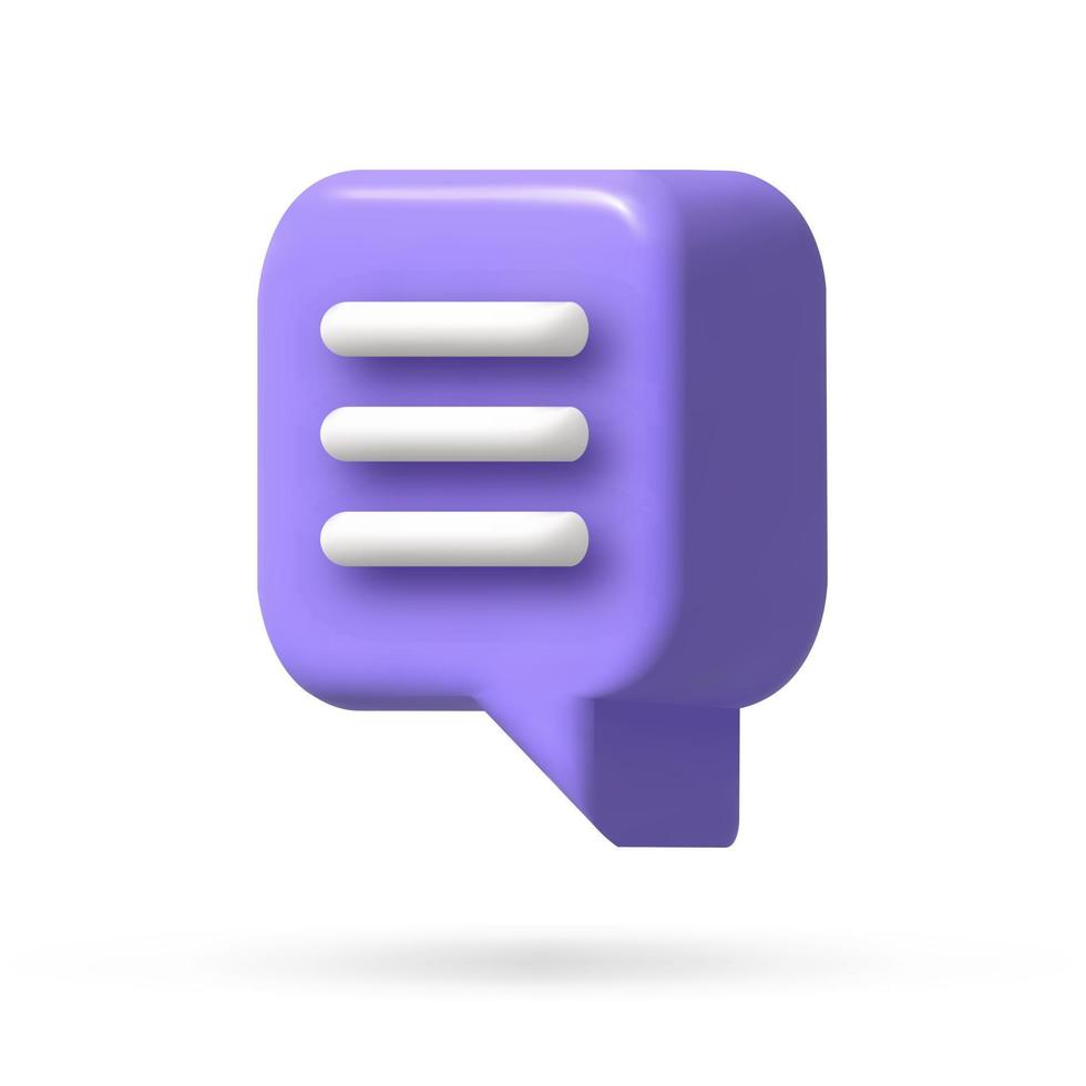 speech bubble 3d icon, Vector illustration, communication dialog bubble.