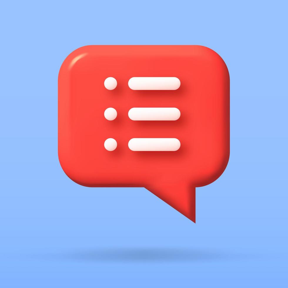 speech bubble 3d icon, Vector illustration, communication dialog bubble.