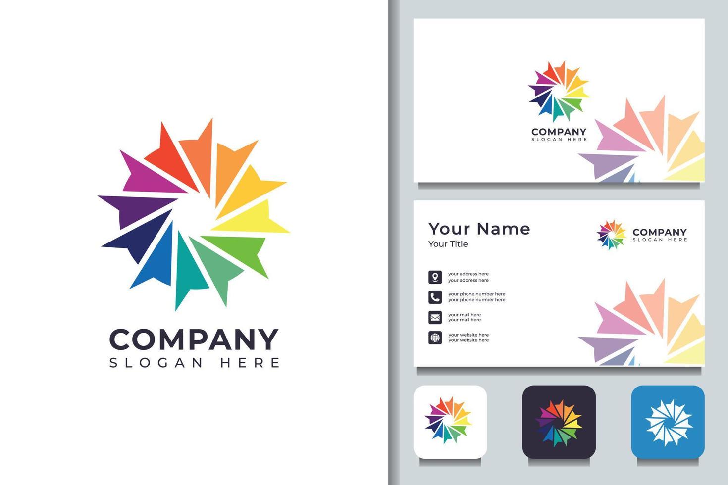 Abstract colorful logo design with business card. Professional logo suitable for your company. vector