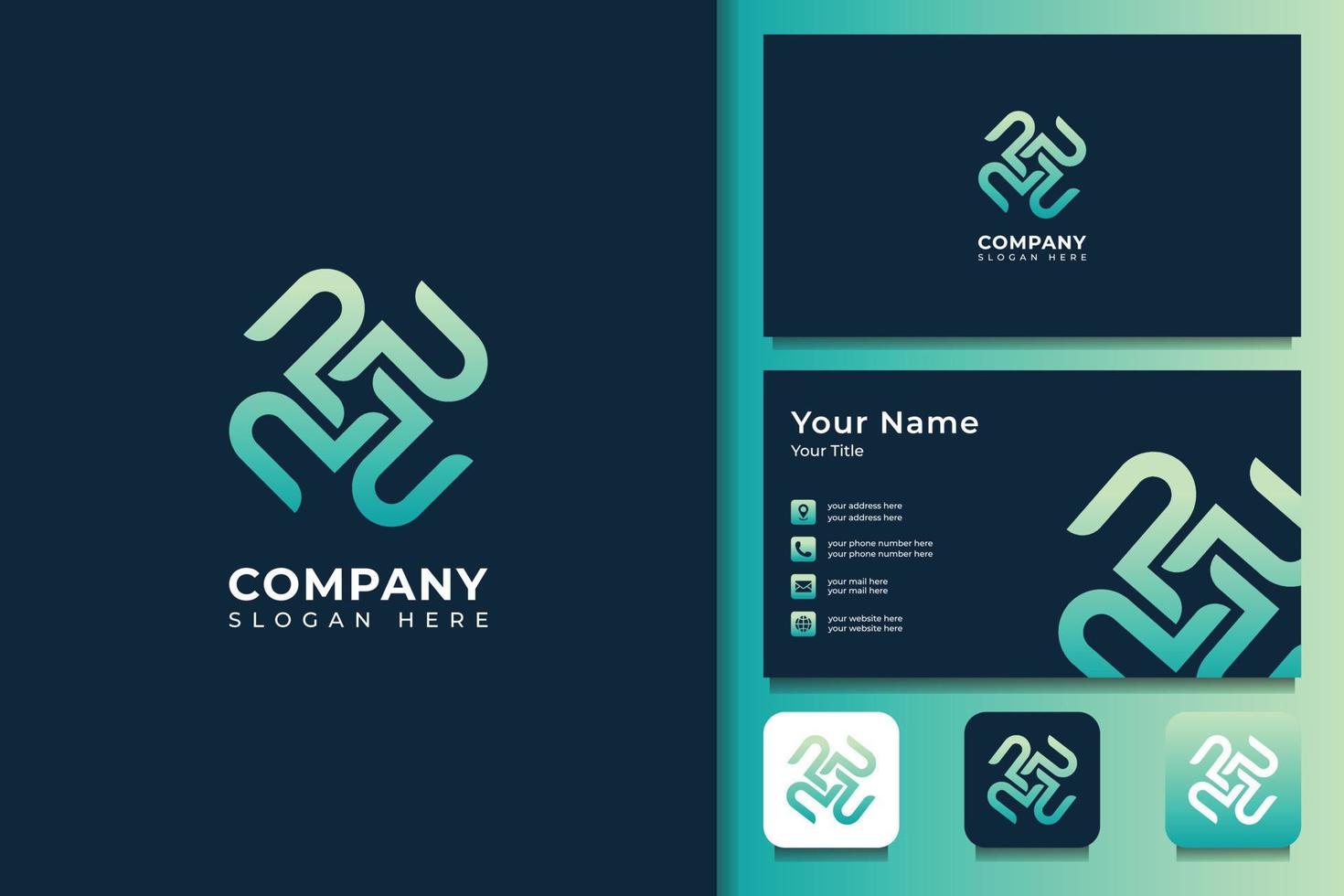 Modern Initial P logo design with business card. Professional logo suitable for your company. vector