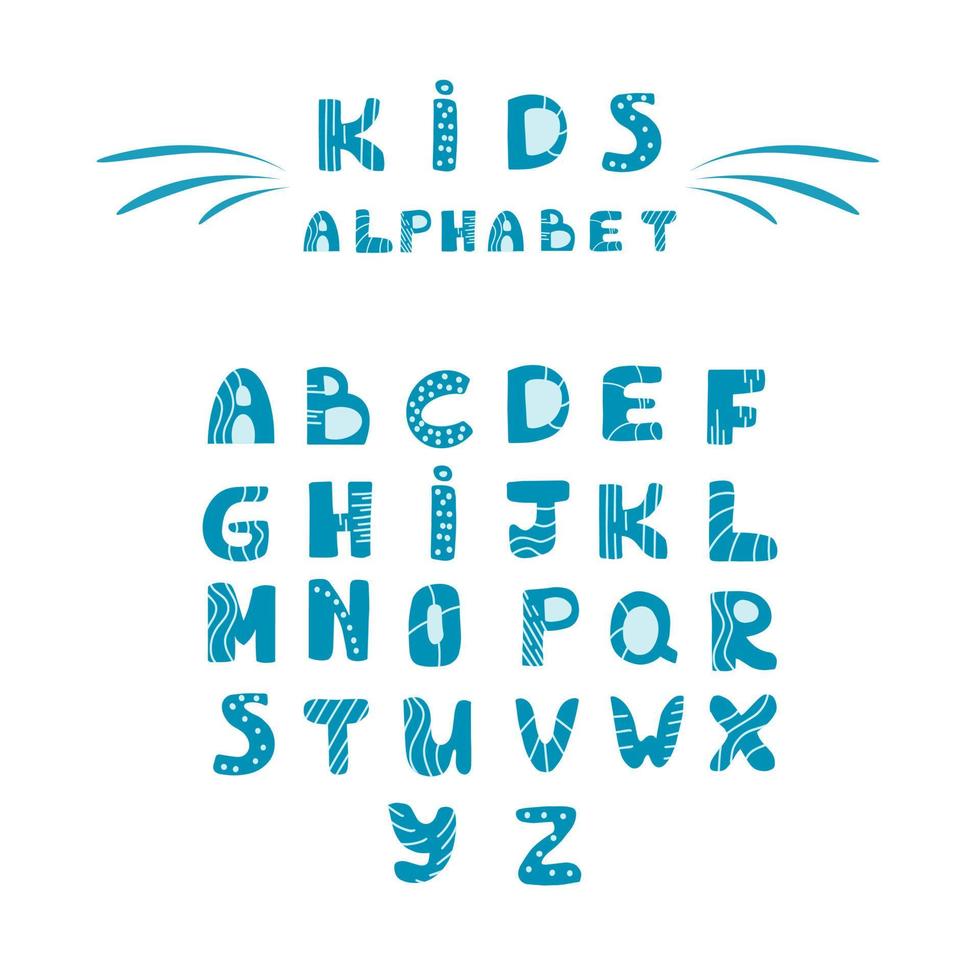 Hand drawn kids alphabet. Cute children drawing style letters to combine in phrases to print. Simple font. vector