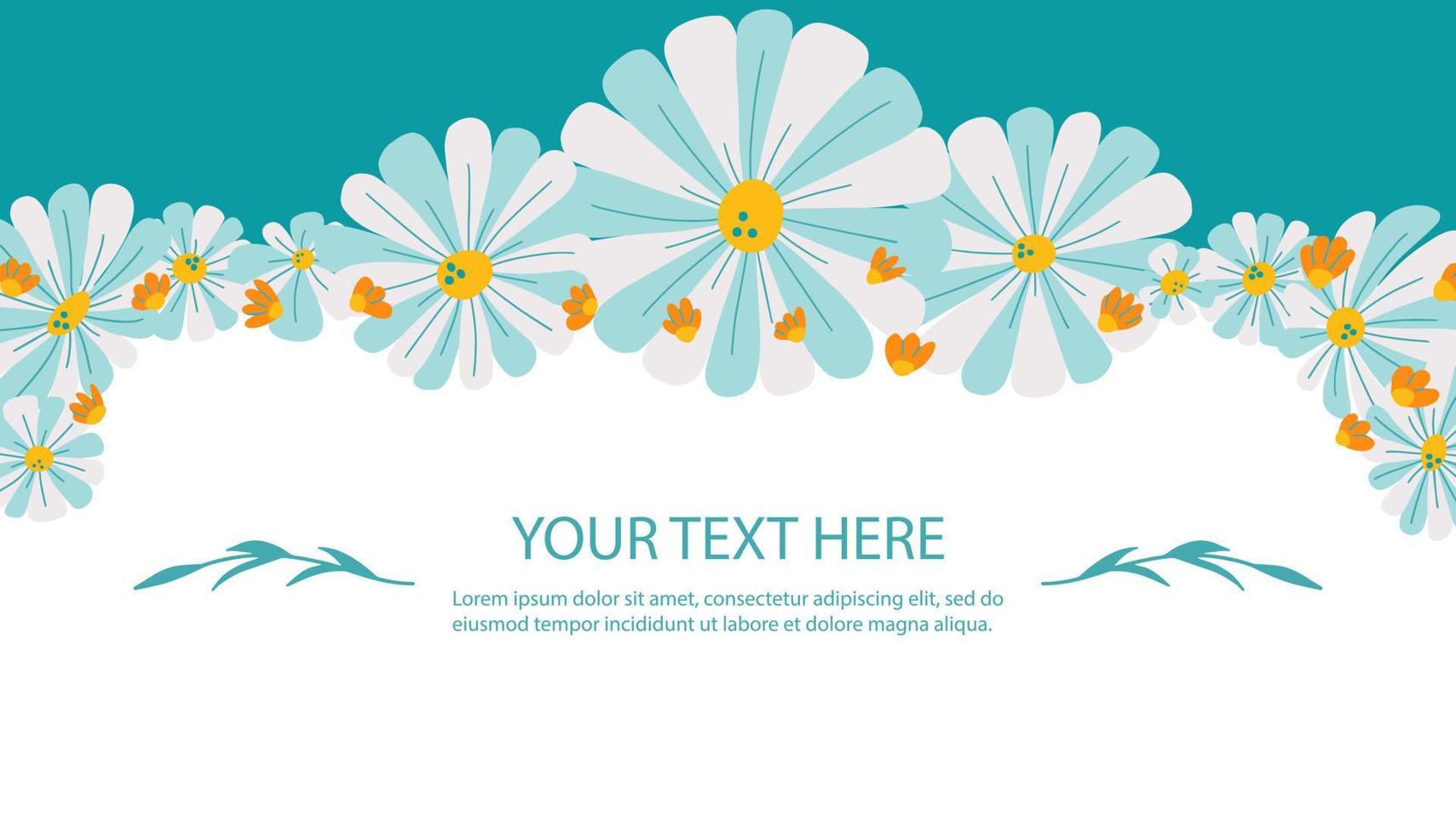 linda mano dibujado marco de flores decorativo elemento con ligero azul flores en verde antecedentes para impresión invitaciones, letras o saludo tarjetas vector